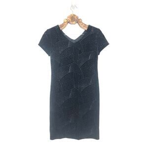 Teddi Evening Little Black Dress Velvet Sparkle Bodycon V Neck